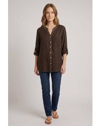 Izabel London - Sequin Trim 3/4 Sleeve Relaxed Shirt - Lyst