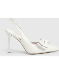 MissPap - Faux Metallic Leather Bow Detail High Stiletto Slingback Court Shoes - Lyst