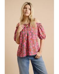 Dorothy Perkins - Floral Tie Front Cold Shoulder Long Sleeve Top - Lyst