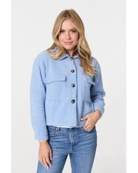 Izabel London - Flannel Cropped Pocket Front Shacket Jacket - Lyst