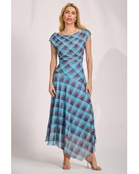 Jolie Moi - Asymmetric Draped Mesh Maxi Dress - Lyst