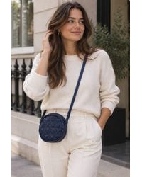 Ashwood Leather - Leather Round Woven Crossbody Bag W/ Adjustable Strap - Lyst