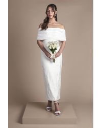 Coast - Lisa Tan Bandeau Jacquard Column Midi Wedding Dress - Lyst