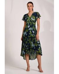 Jolie Moi - Cap Sleeve Pleated Chiffon Maxi Dress - Lyst
