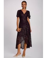 Jolie Moi - Sequin Angel Sleeve Flare Hem Maxi Dress - Lyst