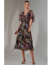 Jolie Moi - Floral Print Chiffon Pleated Dress - Lyst