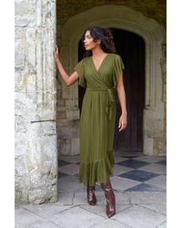 Blue Vanilla - Lace Wrap Midi Dress - Lyst