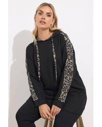 Yours - Leopard Print Trim Hoodie - Lyst