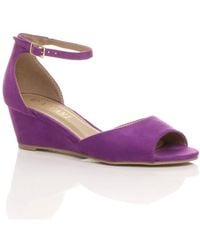 AJVANI - Mid Wedge Heel Ankle Strap Sandals - Lyst