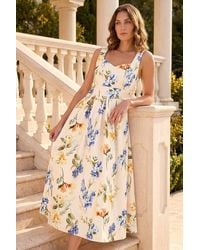 Roman - Petite Floral Print Premium Stretch Midi Dress - Lyst