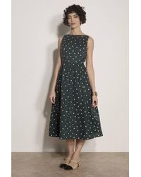 Apricot - Polka Dot A-Line Cotton Midi Dress - Lyst