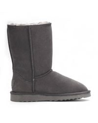 Infinity Leather - Genuine Sheepskin Suede Slip-On Ankle Winter Boots - Lyst