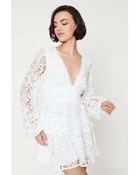 Oasis - Occasion Lace Tiered Mini Dress - Lyst