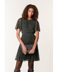 Blue Vanilla - Elasticated Waist Short Sleeve Zip Round Neck Mini Dress - Lyst