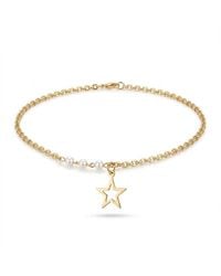 The Colourful Aura - Dainty Plated Three-Pearl Anklet W/ Star Charm - Lyst