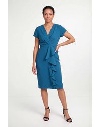 Wallis - Petite Tailored Crepe Ruffle Pencil Dress - Lyst