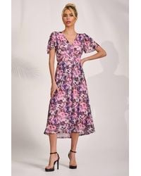 Jolie Moi - Petite Mesh Short Sleeve Wrap Midaxi Dress - Lyst