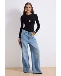WOVCOR - Ruched Front Statement Detail Party Bodysuit - Lyst