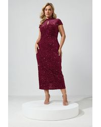 Yours - Velvet Sequin Keyhole Maxi Dress - Lyst