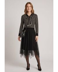 Izabel London - Striped Mesh Layered Midi Jumper Dress - Lyst