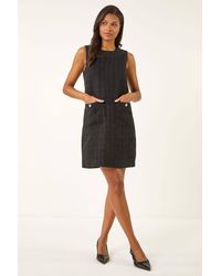 Roman - Textured Pinafore Pocket Dress - Lyst
