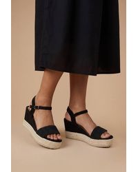 Dorothy Perkins - Amelie Textile Platform Open Toe Wedge Sandals - Lyst