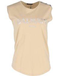 Balmain - Preloved Logo-Print Tank Top - Lyst