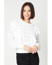 Oasis - Pointelle Double Frill Detail Jumper - Lyst