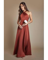 Coast - Honoured Twist Halterneck Satin Maxi Bridesmaid Dress - Lyst