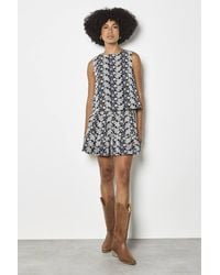 Apricot - Floral Embroidered Cotton Mini Skirt - Lyst