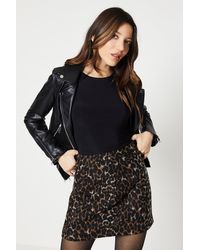 Oasis - Leopard Brushed Pelmet Short Skirt - Lyst