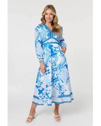 Izabel London - Floral Long Sleeve A-Line Maxi Dress - Lyst