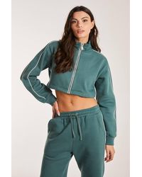 Pink Vanilla - Piping Cropped Zip Up Sweat - Lyst