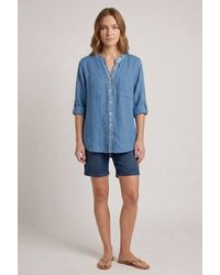 Izabel London - Sequin Trim 3/4 Sleeve Relaxed Shirt - Lyst