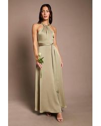 Coast - Honoured Twist Halterneck Satin Maxi Bridesmaid Dress - Lyst