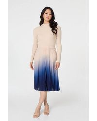 Izabel London - Ombre Tie Waist Pleated Knit Midi Dress - Lyst