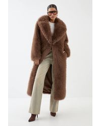MissPap - Long Faux Fur Wide Collar Coat - Lyst