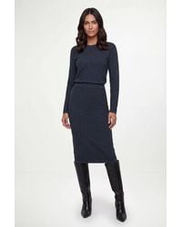 Wallis - Pointelle Midi Knitted Skirt - Lyst