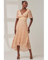 Jolie Moi - Chelsea Pleated Chiffon Dip Hem Maxi Dre Dress - Lyst