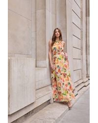 Star by Julien MacDonald - Abstract Pleated Halter Neck Maxi Dress - Lyst