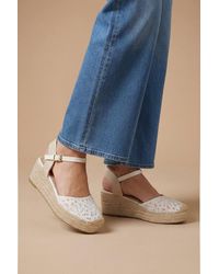 Dorothy Perkins - Pattie Textile Lace Ankle Strap Closed Toe Wedges - Lyst