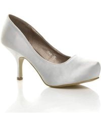 AJVANI - Mid High Heel Satin Court Shoes - Lyst