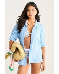 Gini London - Sky Textured Oversized Long Sleeves Shirt - Lyst