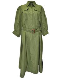 McQueen - Preloved Flap-Pocket Belted Midi Shirt Dress - Lyst