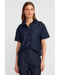 Dilvin - Linen Blend Short-Sleeve Button Shirt - Lyst