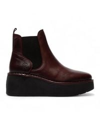 Infinity Leather - Fly London Hely268 Chelsea Leather Ankle Platform Comfort Boots - Lyst