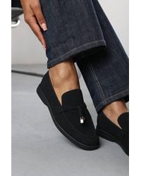 Where's That From - 'Charming' Slip On Suede Loafers Metal Trim Tassel - Lyst