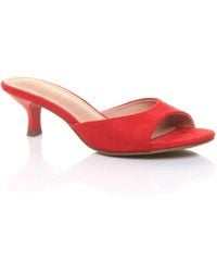 AJVANI - Low Heel Open Back Peep Toe Mules Sandals - Lyst