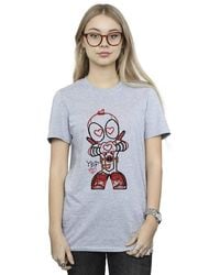 Marvel - Deadpool Love Beam Line Cotton Boyfriend T-Shirt - Lyst
