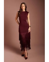 Coast - Bandage Knit Fringed Hem Midi Dress - Lyst